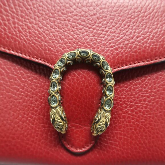 GUCCI Dionysus Chain Wallet Red Leather Shoulder Bag 801-021025 - Picture 7 of 12